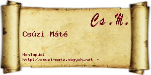 Csúzi Máté névjegykártya